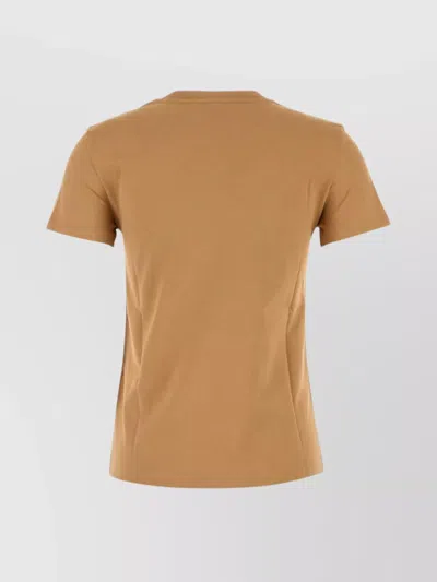 Max Mara Papaia Cotton T-shirt Embroidered Detail In Brown