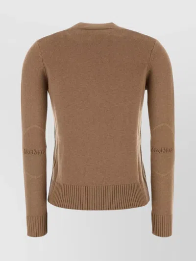 's Max Mara Wool Cardigan With Ribbed Cuffs And Hem In Brown