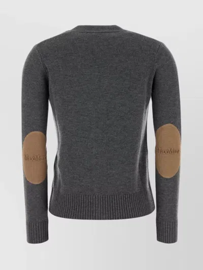 's Max Mara Apollo Wool Cardigan With Elbow Patches In Gray