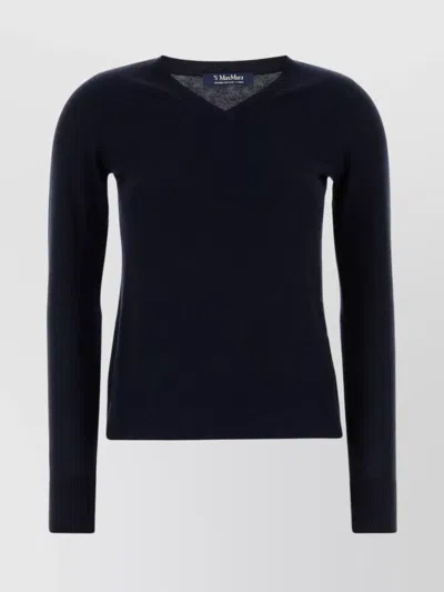 S Max Mara Wool V-neckline Sweater Long Sleeves In Black