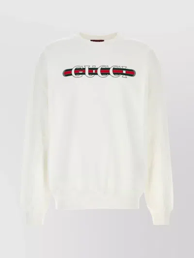 Gucci Cotton Crew Neck Sweatshirt In White