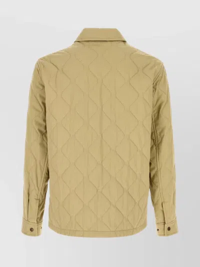 Burberry Collared Quilted Jacket Front Pocket In Gray