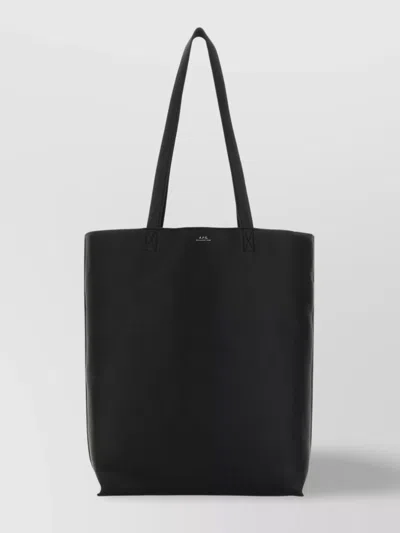 Apc A.p.c. Black Leather Maiko Shopping Bag