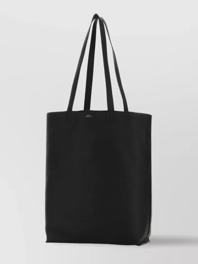 Apc A.p.c. Black Leather Maiko Shopping Bag