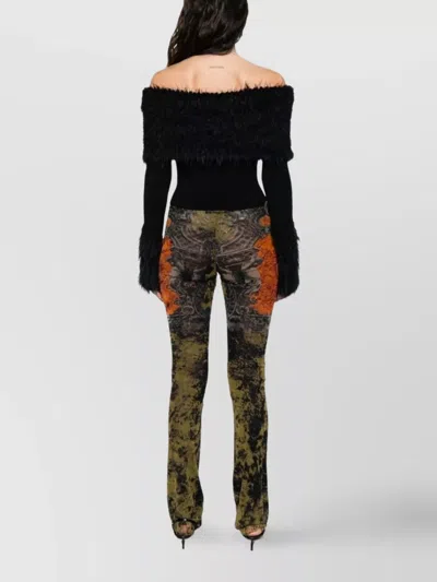 Jean Paul Gaultier Knitwear With Off-the-shoulder Design And Faux Fur Trim In Black