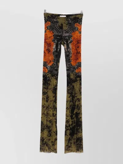 Jean Paul Gaultier Straight Flared Graphic Print Stretch Trousers