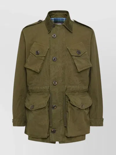 Dsquared2 Utility Jacket With Epaulettes And Pockets In Green