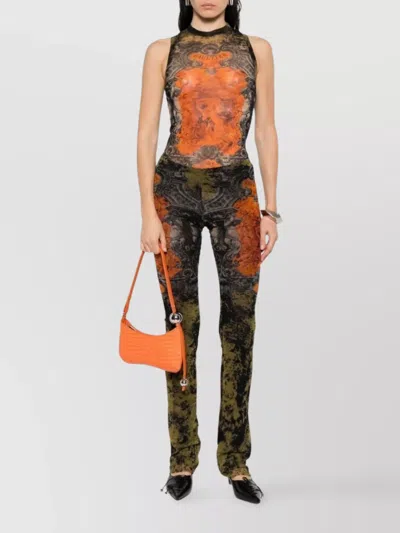 Jean Paul Gaultier Straight Flared Graphic Print Stretch Trousers