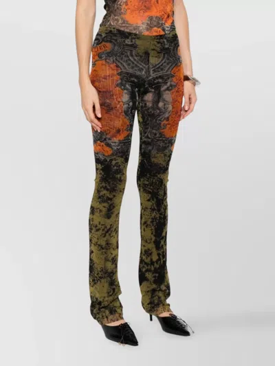 Jean Paul Gaultier Straight Flared Graphic Print Stretch Trousers