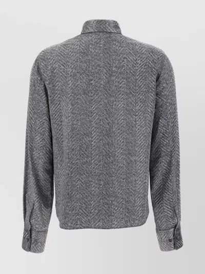 Ermanno Scervino Herringbone Shirt Adorned With Rhinestone Details In Silver
