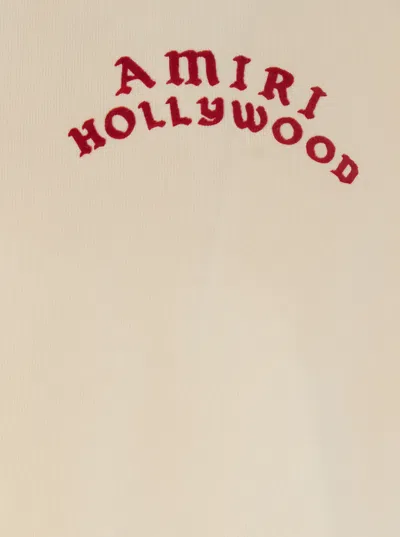 Amiri White Crewneck T-shirt With Logo Lettering On Front And Rear In Cotton Man In White