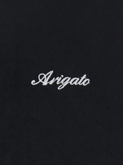 Axel Arigato Black T-shirt With Embroidered Lettering Logo On The Front In Cotton Man In Black
