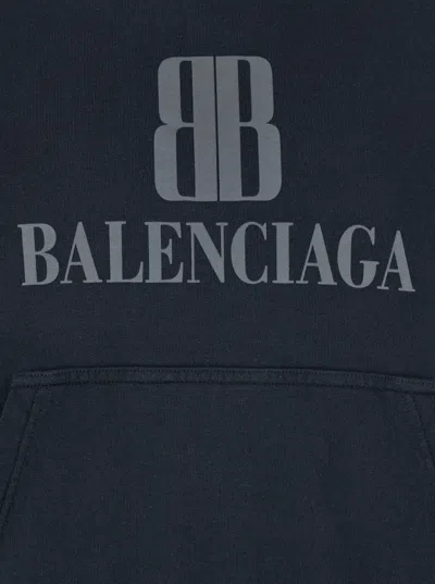 Balenciaga Black Hoodie With Fixed Hood And Logo Lettering On The Front In Cotton Man