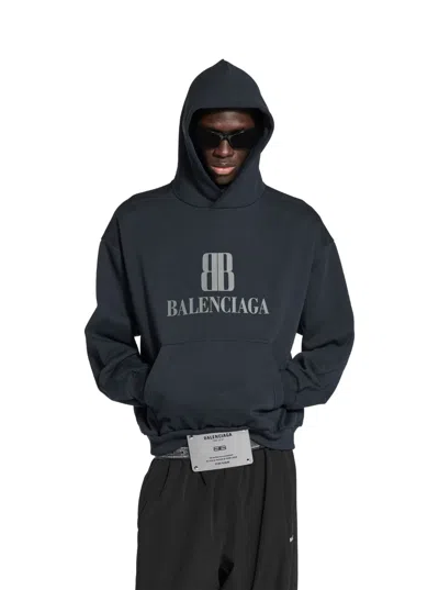 Balenciaga Black Hoodie With Fixed Hood And Logo Lettering On The Front In Cotton Man