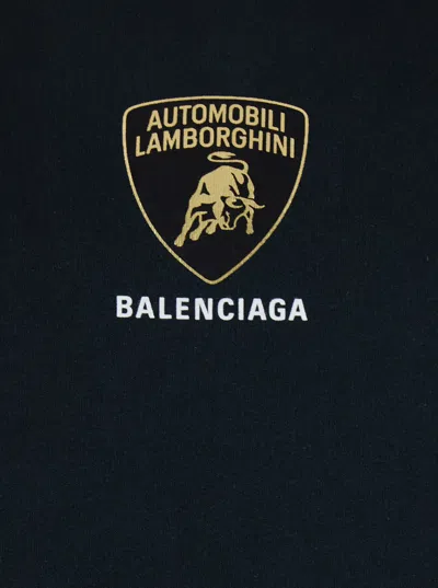 Balenciaga Black Hoodie With Fixed Hood And Logo Print On The Front In Cotton Man In Black
