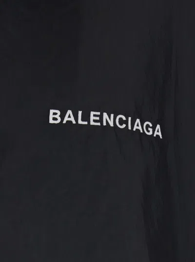 Balenciaga Black Jacket With Logo Lettering On The Front And Logo Patch On The Elbow In Tech Fabric Man In Black