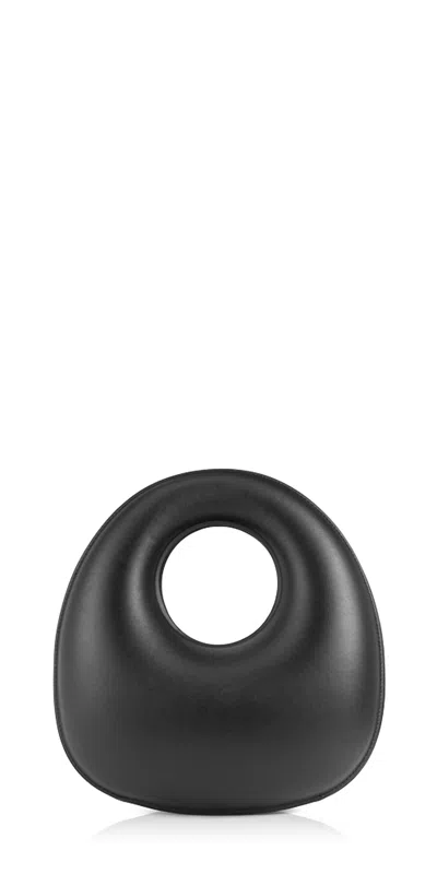 St Agni Women's Shell Clutch In Black Leather
