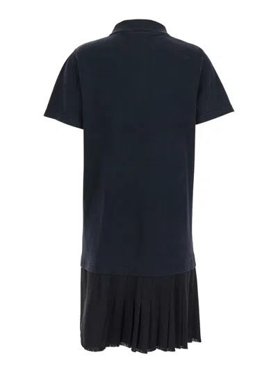 Balenciaga Black Layered Dress With Polo Shirt Style Collar And Safety Pin Detail In Cotton Woman In Black