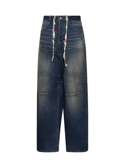 Balenciaga Men Blue Denim George V Baggy Jeans In Blue