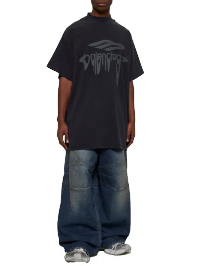 Balenciaga Men Blue Denim George V Baggy Jeans In Blue