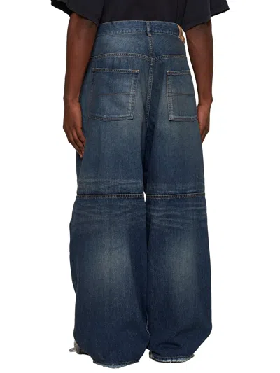 Balenciaga Men Blue Denim George V Baggy Jeans In Blue