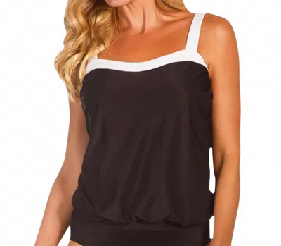 Miraclesuit Colorblock D-cup Breezy Tankini Top In Mir Black White