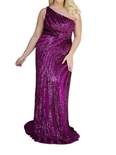 Primavera One Shoulder Prom Dress In Grape In Purple