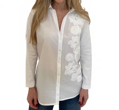 Whyci Milano Norma Embroidered Flower Shirt In White