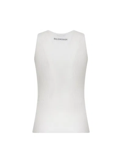Balenciaga Women White Ribbed Wool Knit Tank Top In White
