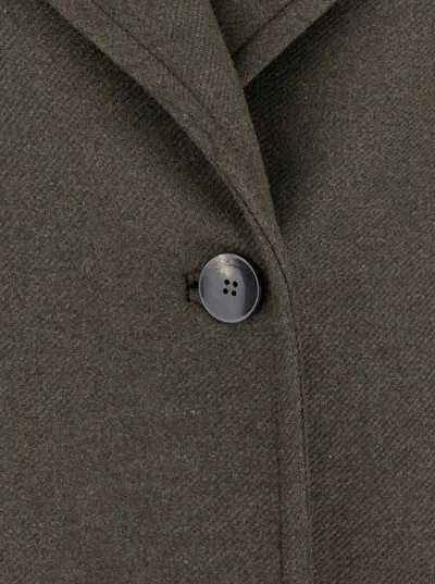 Blumarine Green Coat With Classic Lapels And Removable Collar In Wool Blend Woman In Green