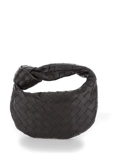 Bottega Veneta 'mini Jodie' Brown Handbag In Intreccio Nappa Leather Woman