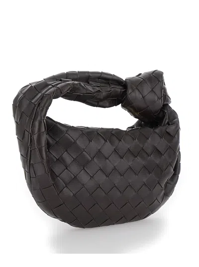 Bottega Veneta 'mini Jodie' Brown Handbag In Intreccio Nappa Leather Woman