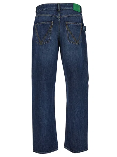 Bottega Veneta Blue Straight Jeans With Logo Patch In Denim Man