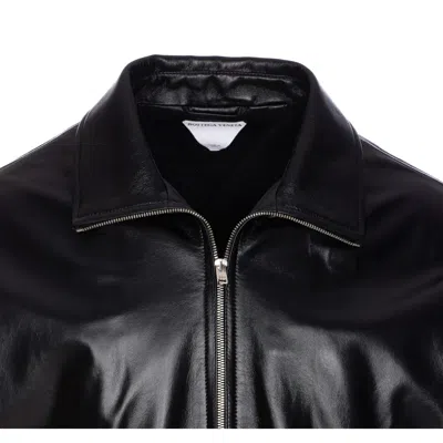 Bottega Veneta Nappa Leather Coat With Classic Collar In Black