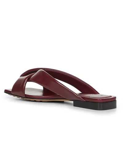 Bottega Veneta Burgundy Shiny Calf Leather Riva Flat Mules