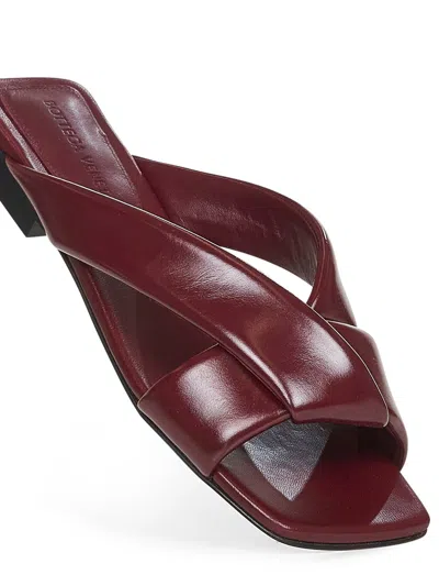 Bottega Veneta Burgundy Shiny Calf Leather Riva Flat Mules