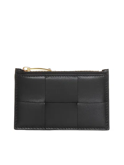 Bottega Veneta Women Intreccio Leather Zip Card Holder