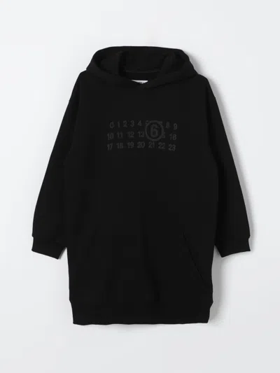Mm6 Maison Margiela Numbers-motif Cotton Dress In Black