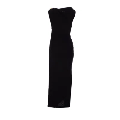 Bottega Veneta Asymmetric Hem Viscose Jersey Dress In Black