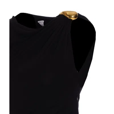 Bottega Veneta Asymmetric Hem Viscose Jersey Dress In Black