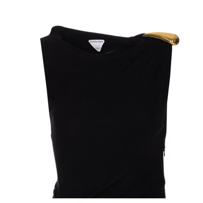 Bottega Veneta Asymmetric Hem Viscose Jersey Dress In Black