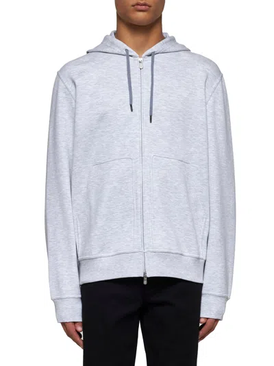 Brunello Cucinelli Cotton, Cashmere And Silk Fleece Zipped Topwear In White