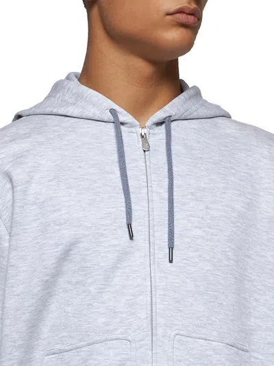 Brunello Cucinelli Cotton, Cashmere And Silk Fleece Zipped Topwear In White