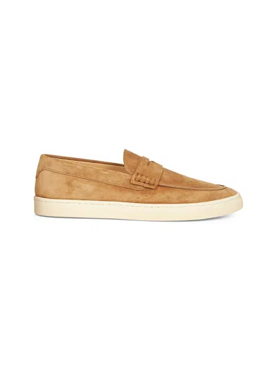 Brunello Cucinelli Men Camel Suede Loafer Sneakers In Brown