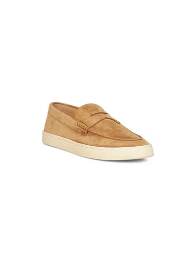 Brunello Cucinelli Men Camel Suede Loafer Sneakers In Brown