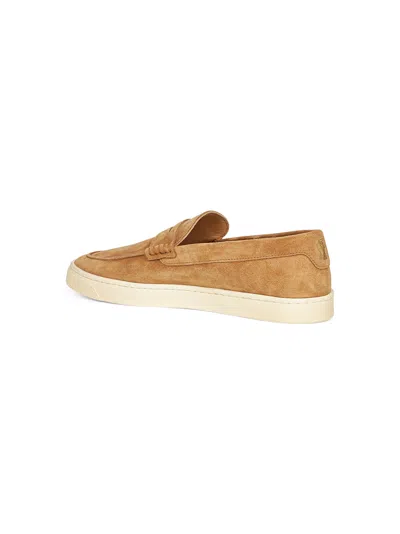 Brunello Cucinelli Men Camel Suede Loafer Sneakers In Brown