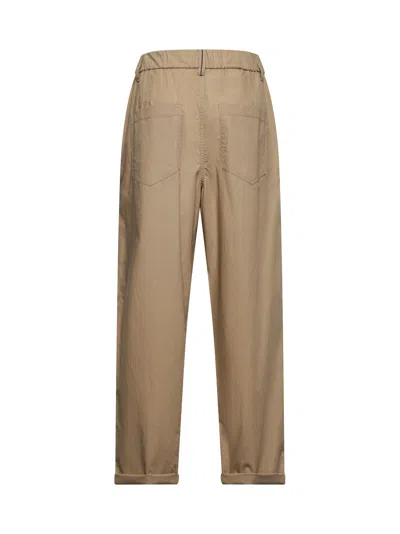 Brunello Cucinelli Women Beige Cotton Tapered Trousers In Brown