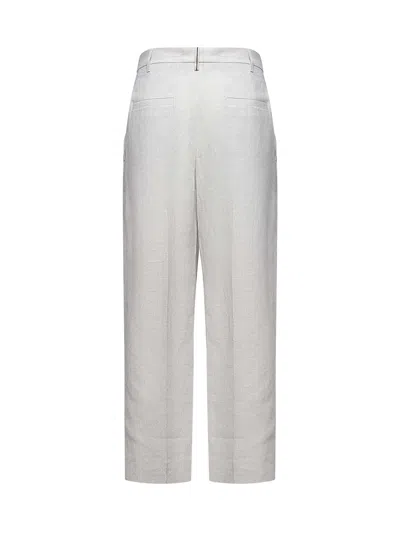 Brunello Cucinelli Women Beige Sparkling Canvas Slouchy Trousers