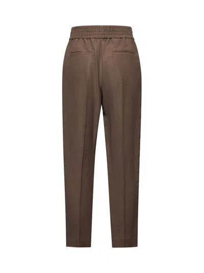 Brunello Cucinelli Women Brown Baggy Pull-up Trousers In Brown