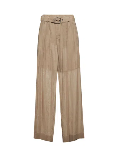 Brunello Cucinelli Women Brown Organza Wide Trousers In Brown